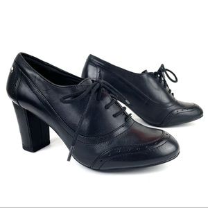 Hush Puppies Chunky Heeled Oxford Black Shoes